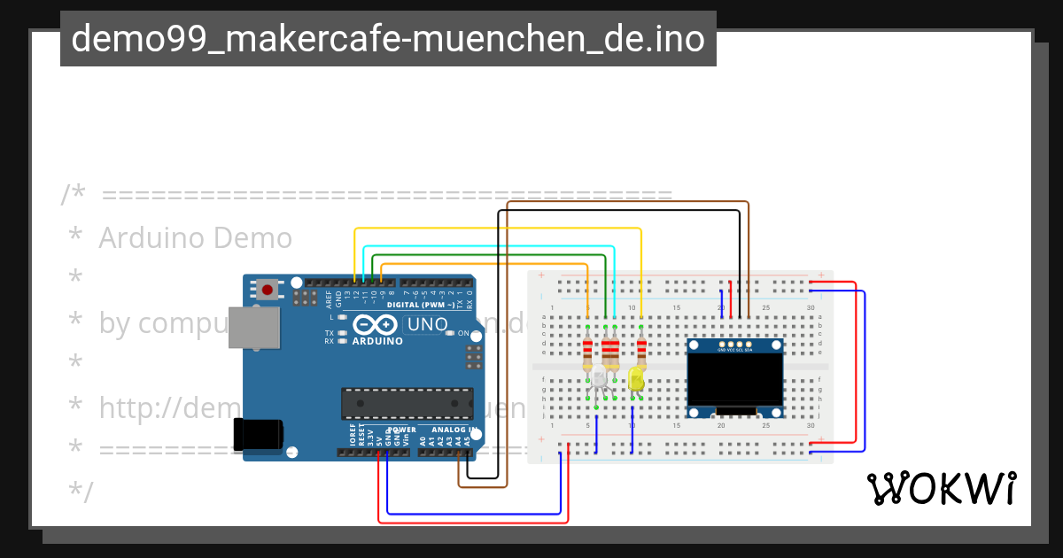 99 Arduino Demo [Arduino UNO] - Wokwi ESP32, STM32, Arduino Simulator image.