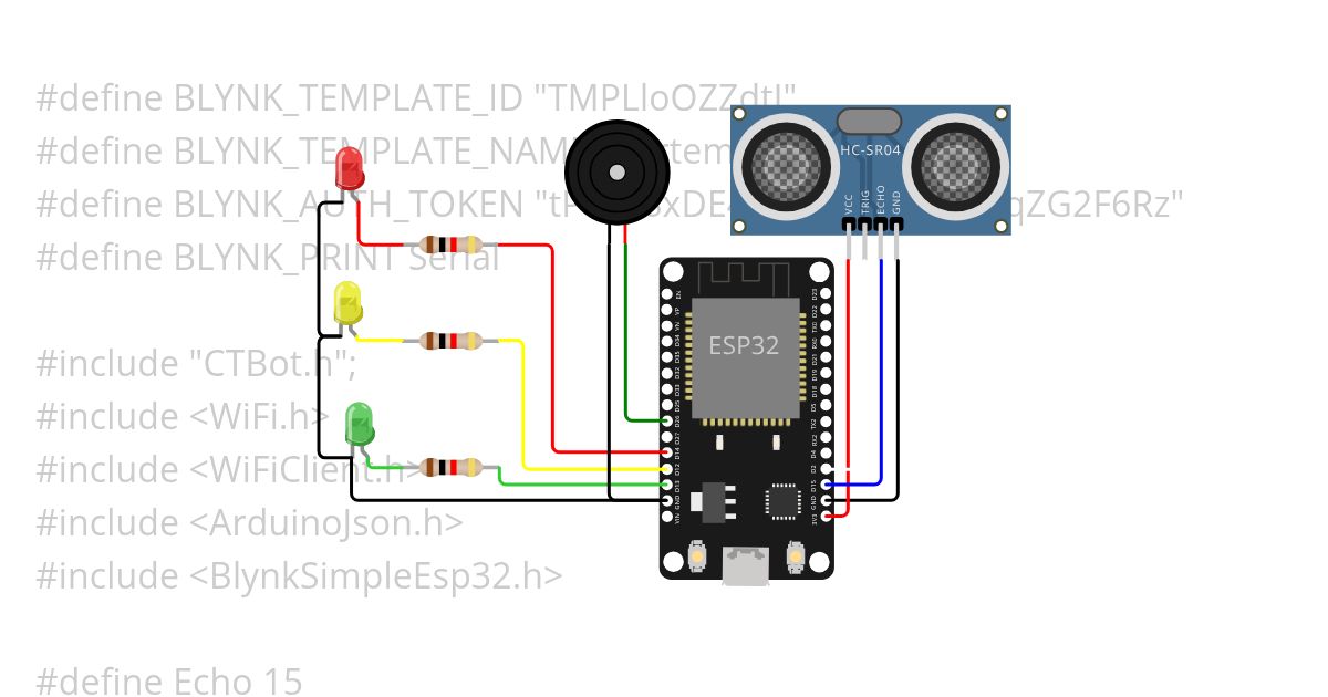  projek bebas arduino, LED, buzzer, dan sensor ultrasonik di wokwi/Andika maulana Copy simulation
