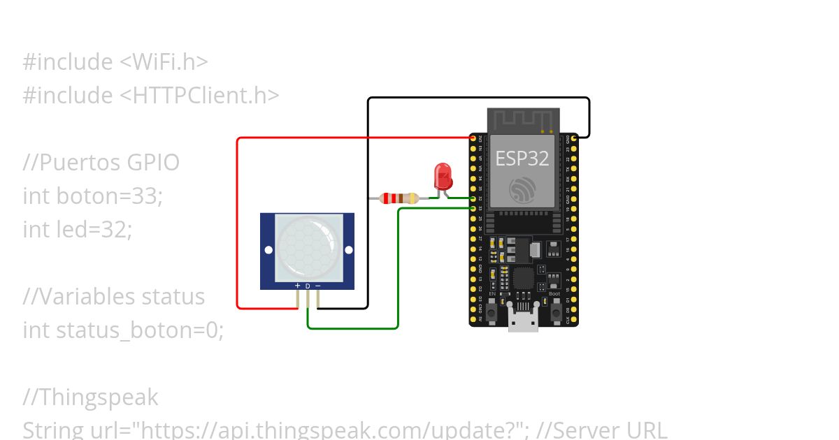 ESP32-Thingspeak PIR Sensor Digital simulation