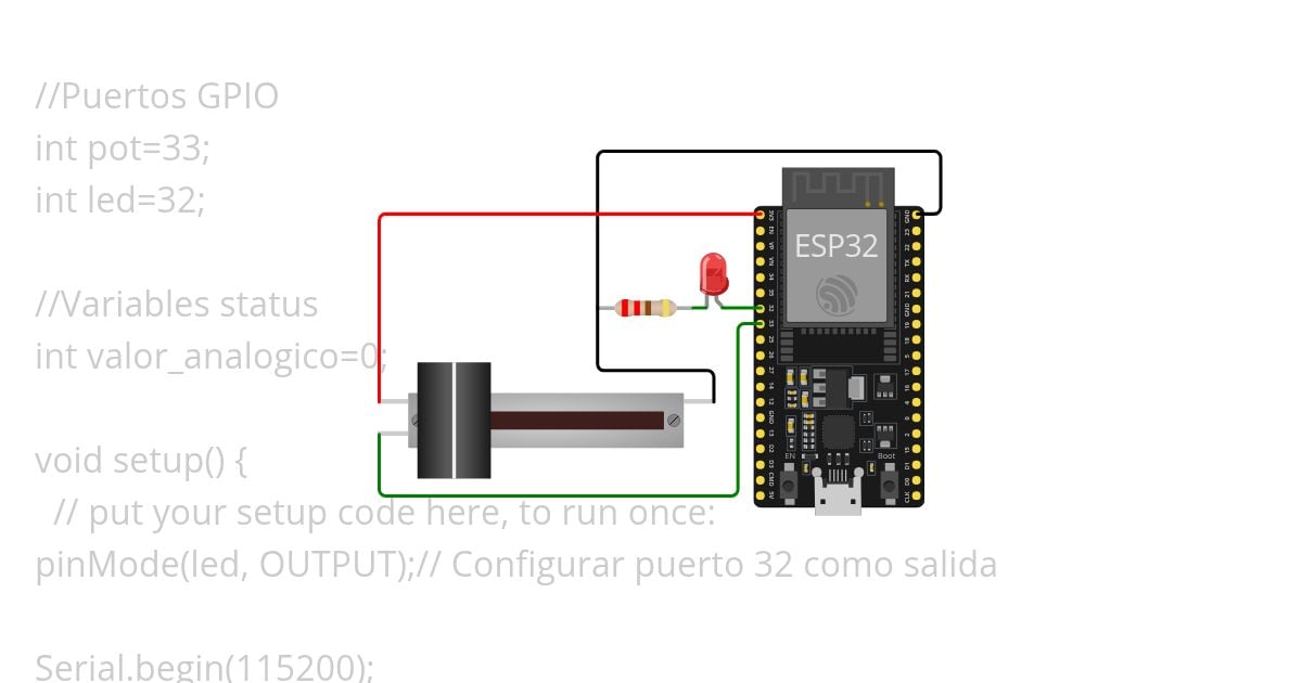 ESP32-Sensores Analogico Slide Potentiometer simulation