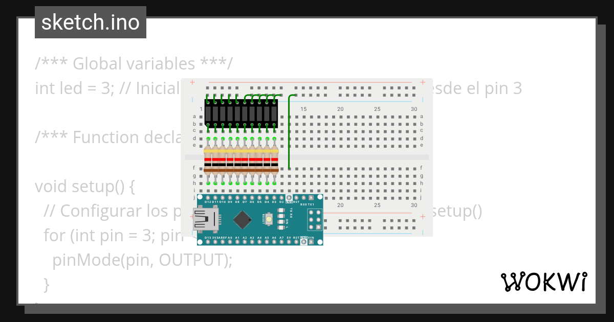 Luces del auto fantástico - Wokwi ESP32, STM32, Arduino Simulator