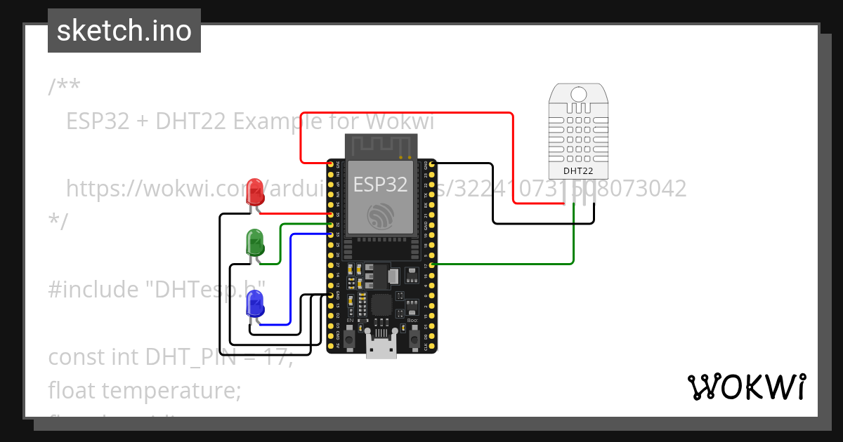 DHT22 - Wokwi ESP32, STM32, Arduino Simulator