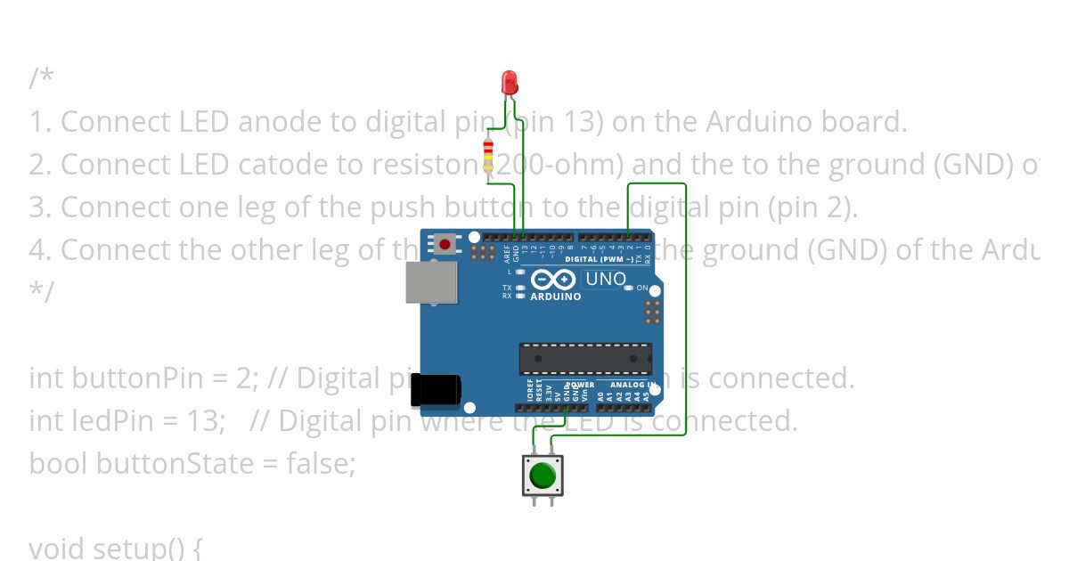 Led On/off using push button simulation