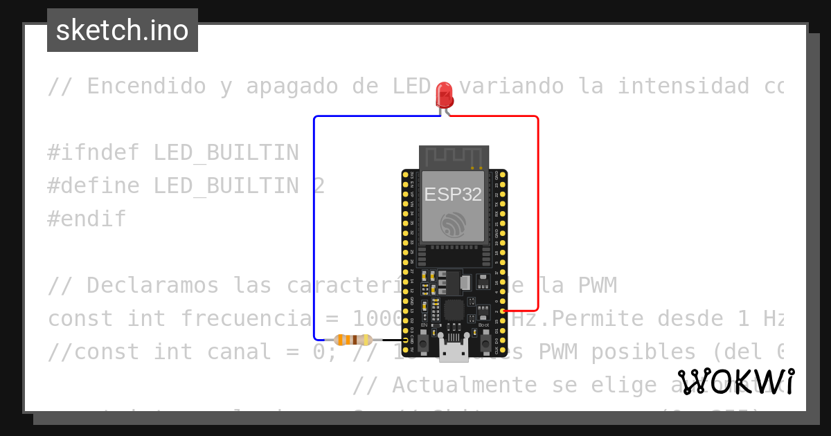 Led pwm wokwi esp32 stm32 arduino simulator