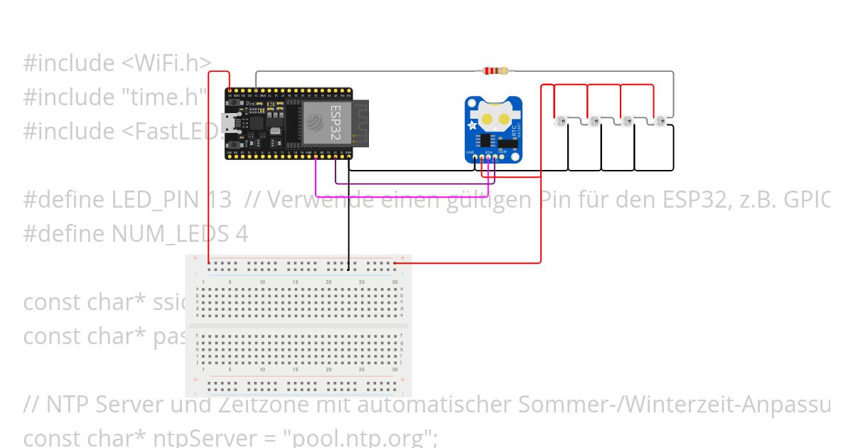 Uhr Ohm Clock ESP32 mit NTP 051 OK simulation