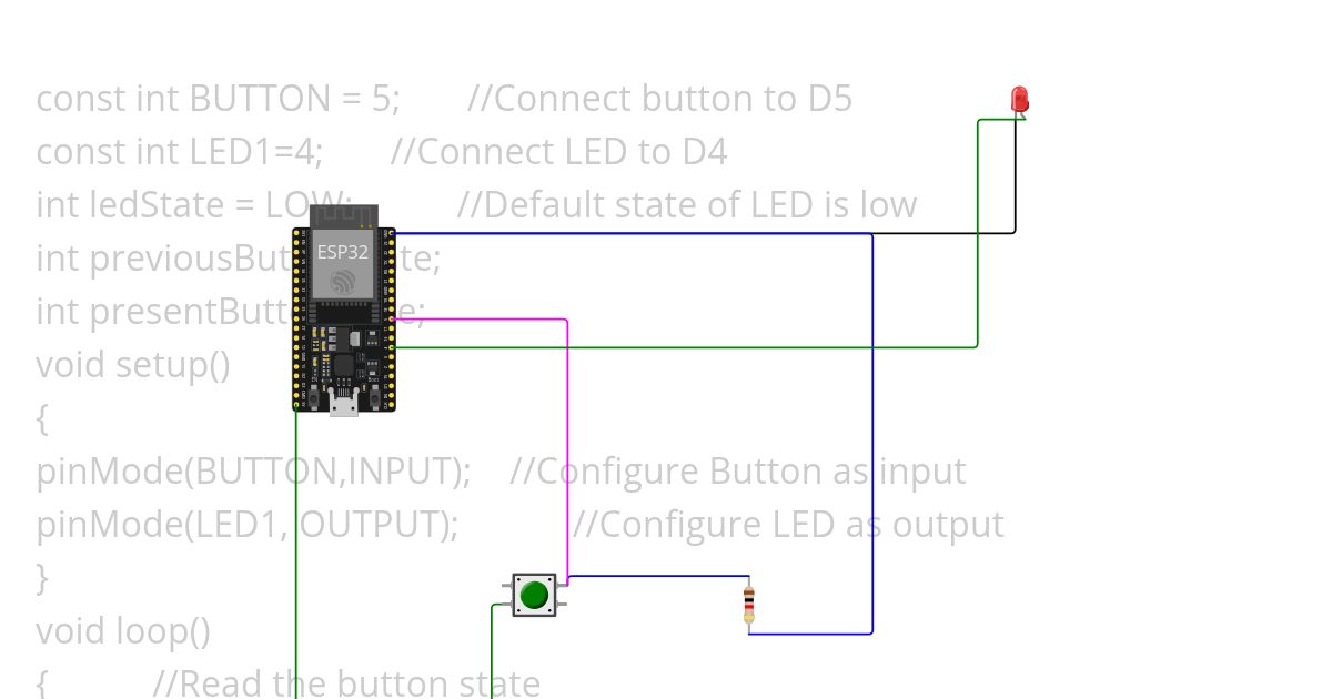 ESP32 PUSH BUTTON 1 simulation