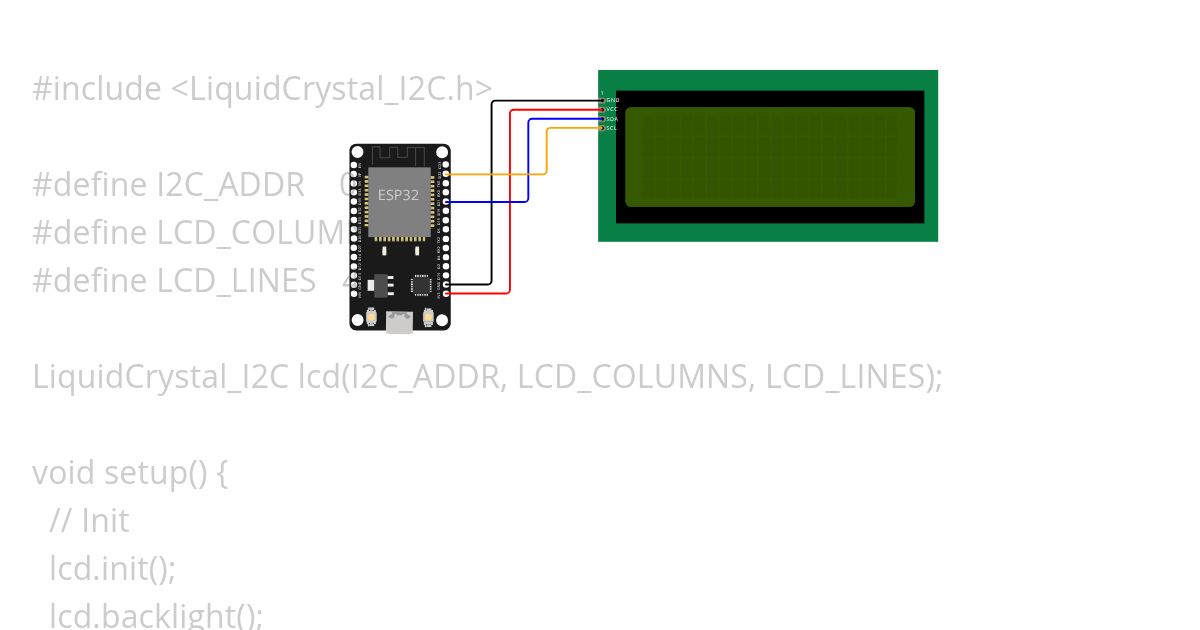 ESP32 LCD 20x4 i2c simulation