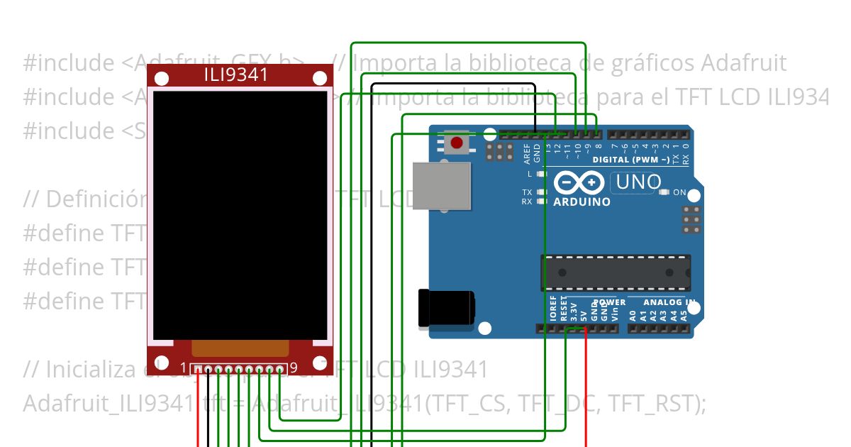 TFT LCD Semaforo Movimiento OK simulation