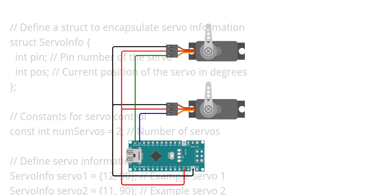 servo smoothing no library 2 servos simulation