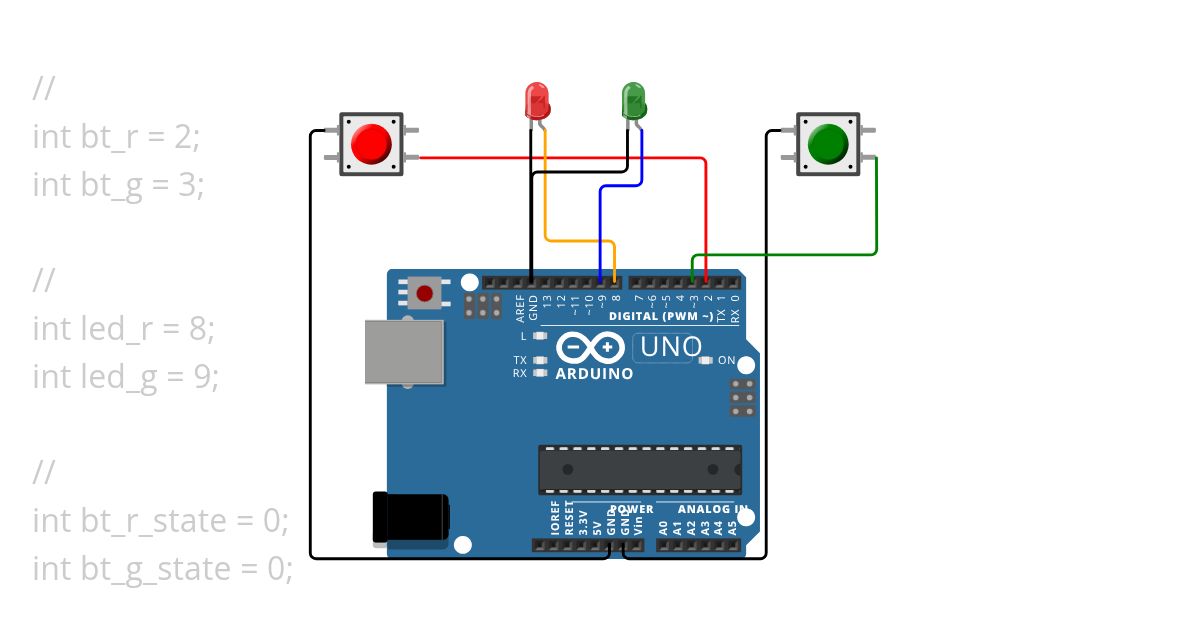 2 button contro 2 led  simulation