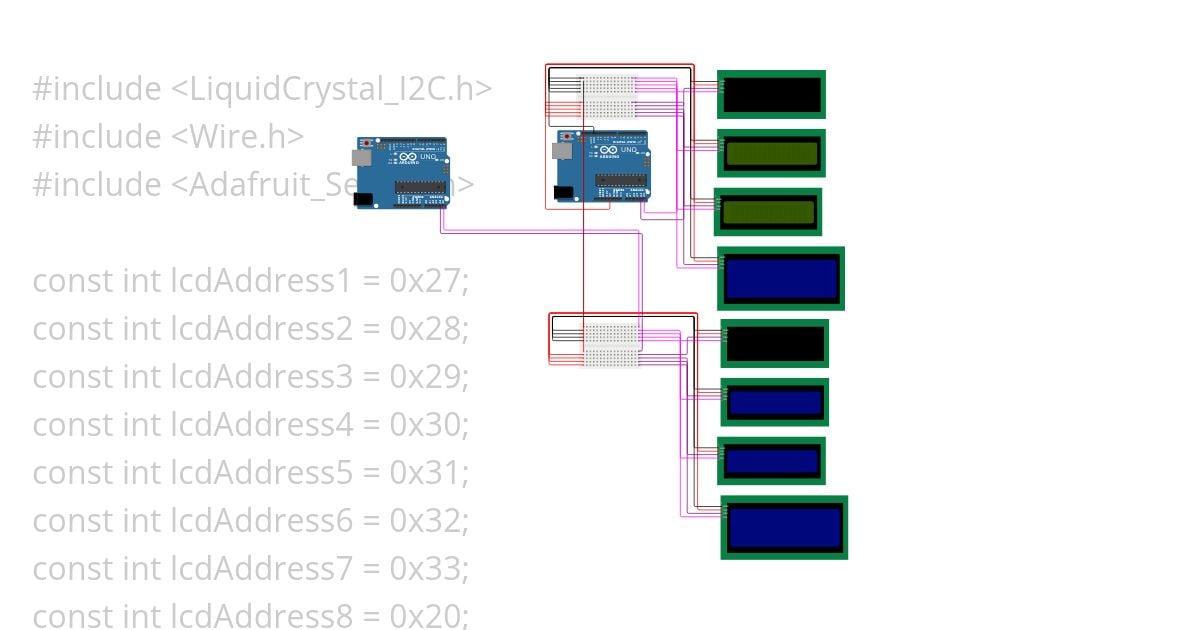 Multiple I2C LCDs  simulation