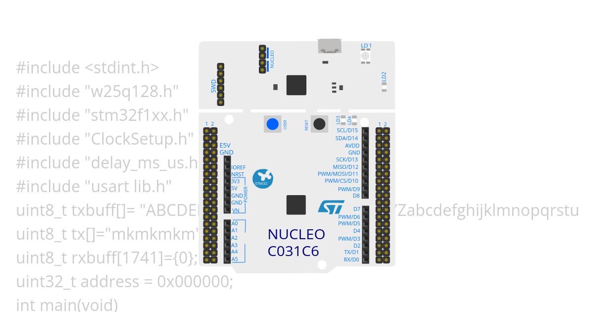 w25q spi flash code simulation