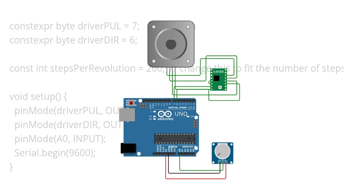 stepper motor with potentiometer  simulation