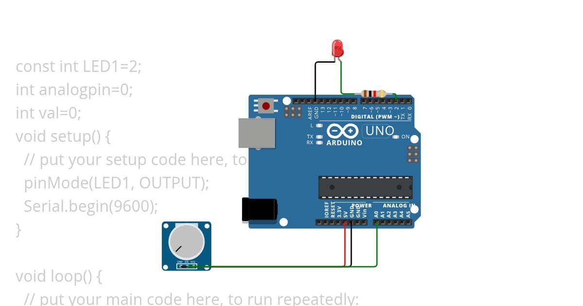 LED WITH POTENTIOMETER simulation