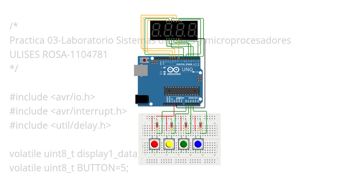 Cronometro con Display 7-Segmentos en C Copy simulation