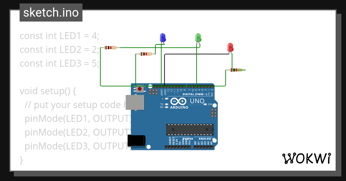 Uno Led 3 lights Copy - Wokwi ESP32, STM32, Arduino Simulator