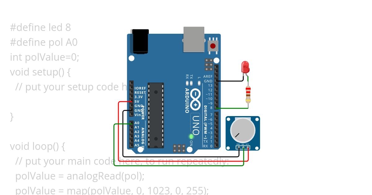 LED control with potentiometer simulation