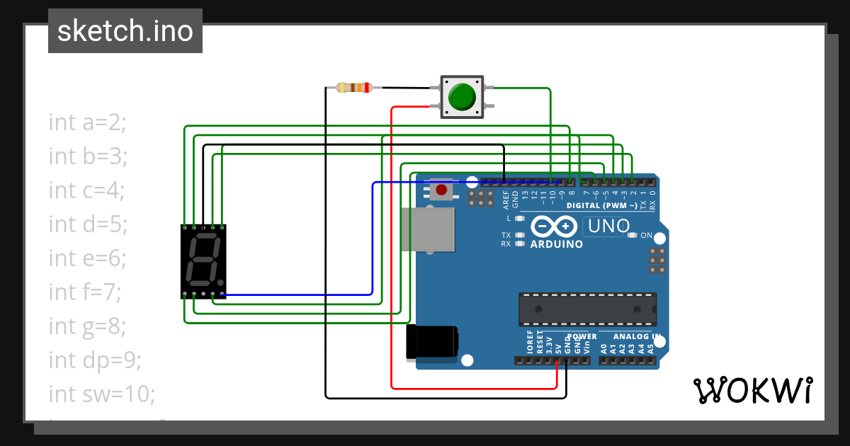 seven segment display - Wokwi ESP32, STM32, Arduino Simulator