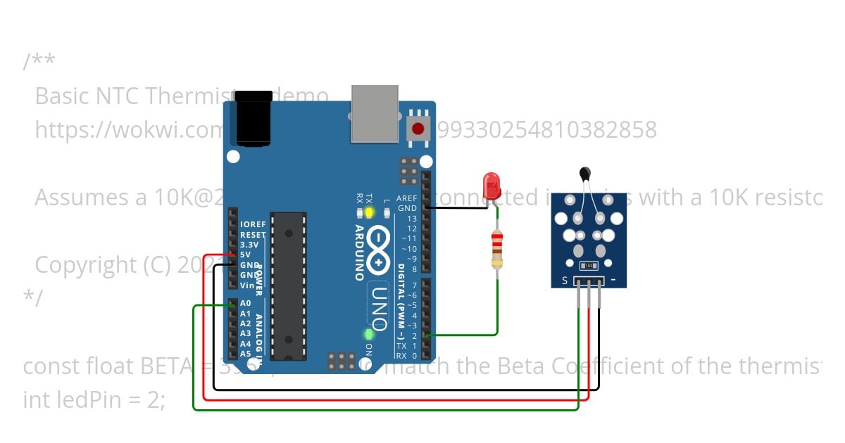 LED Control with NTC sensor temperature simulation