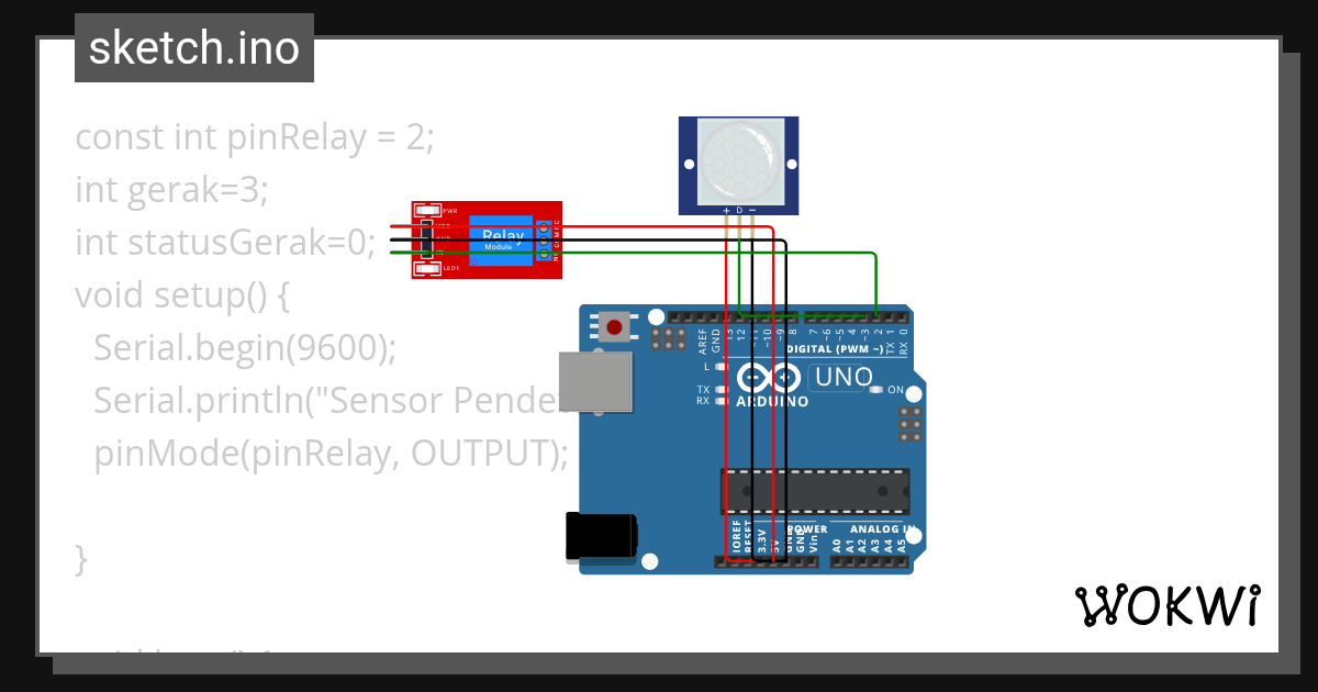 Sensor Gerak - Wokwi ESP32, STM32, Arduino Simulator