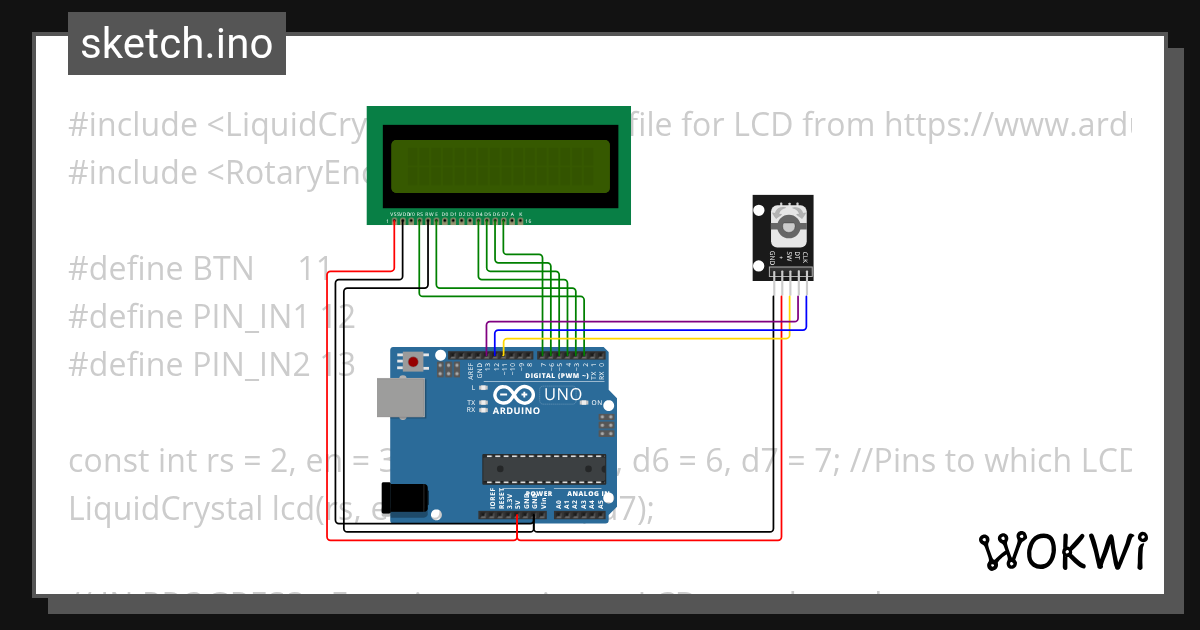 Encoder_LCD Test - Wokwi ESP32, STM32, Arduino Simulator