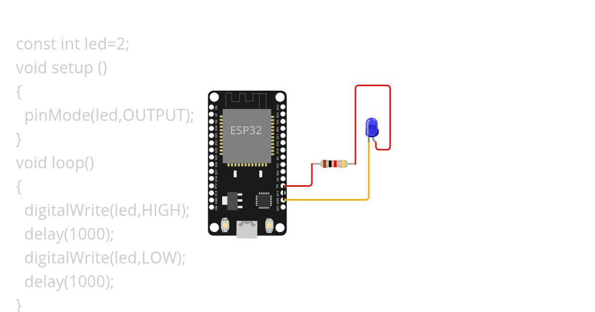 Test Blinking LED with ESP 32 simulation