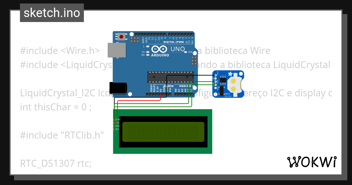 LCD-I2C e RTC - Wokwi ESP32, STM32, Arduino Simulator