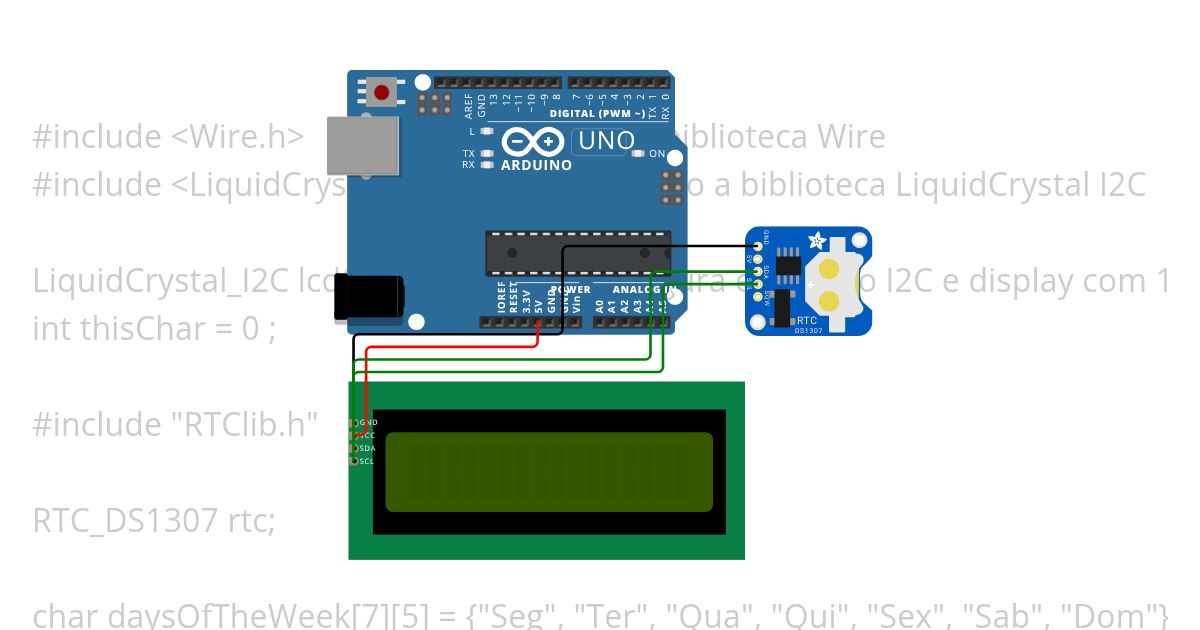 LCD-I2C e RTC simulation