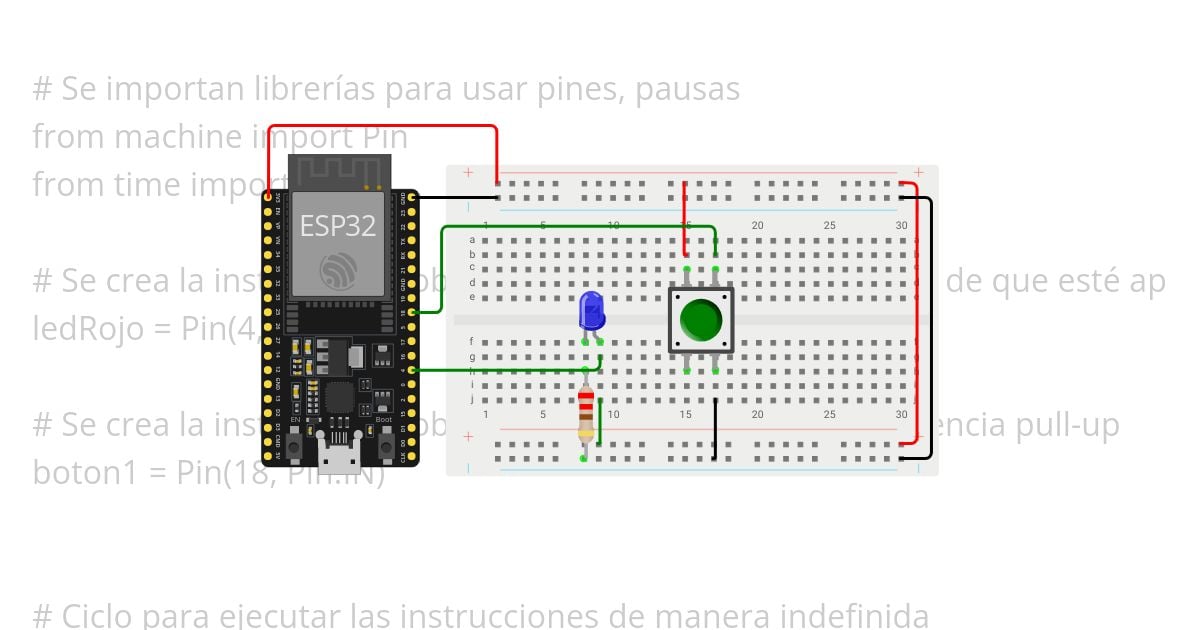 Ejercicio1LedButton(ESP32) simulation