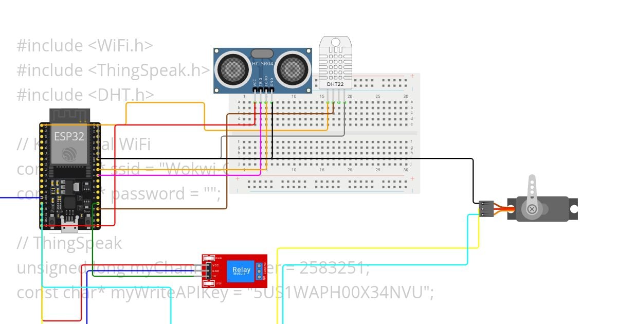 Praktikum Kandang Pintar Menggunakan ESP32 dan ThingSpeak Fitria Widyani simulation