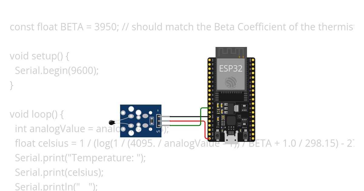 ESP32 & NTC Temperature Sensor simulation