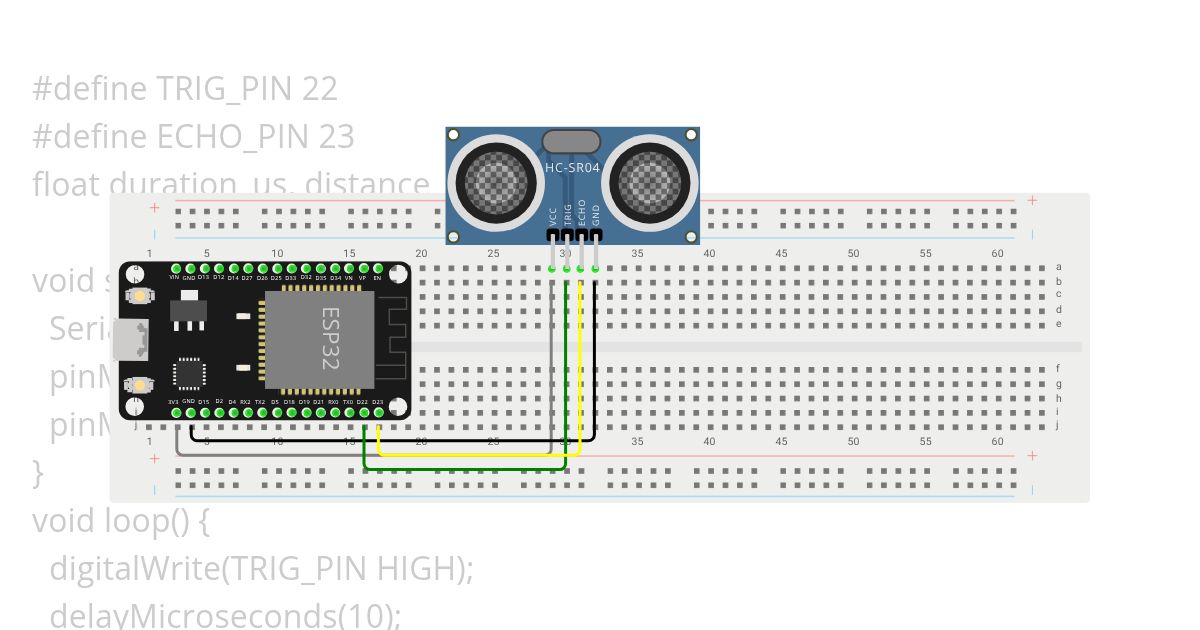 Ultrasonic Module HC-SR04 (ESP32_Lab5_1) simulation