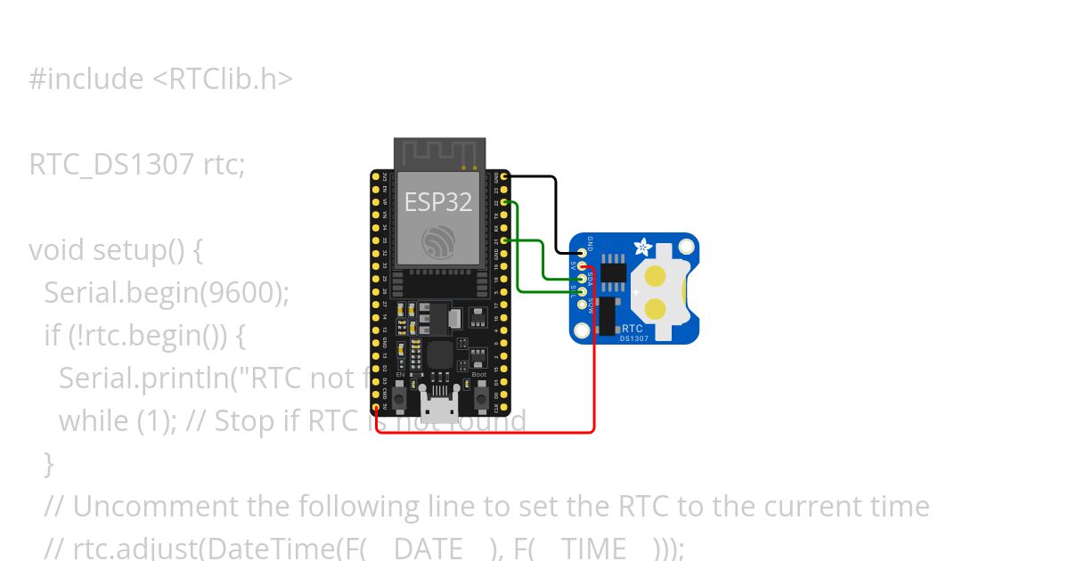 ESP32 - DS1307 RTC Module simulation