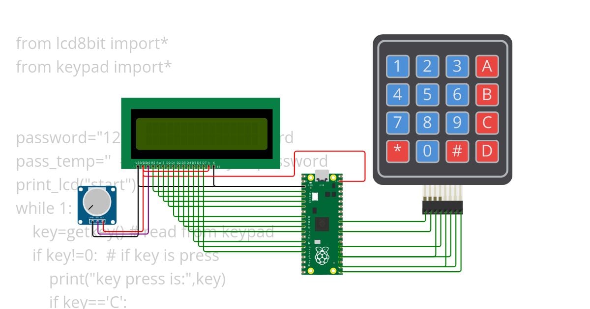 lcd 8 bit + keypad simulation