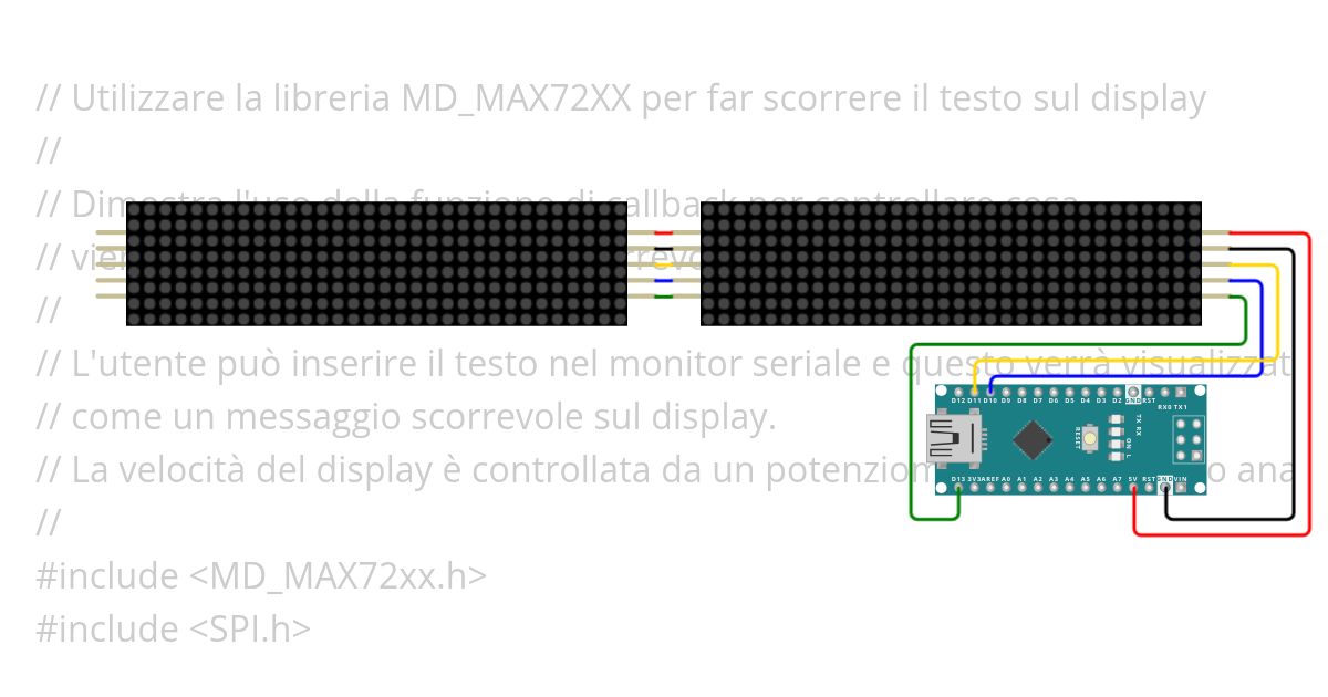 nano and max 7219 matrics simulation