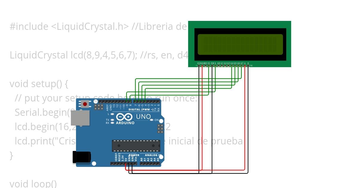 LCD 16x2 Arduino simulation