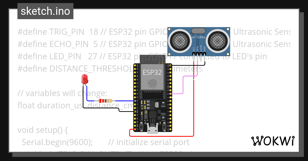 Ultrasonic Distance Sensor enisha - Wokwi ESP32, STM32, Arduino Simulator