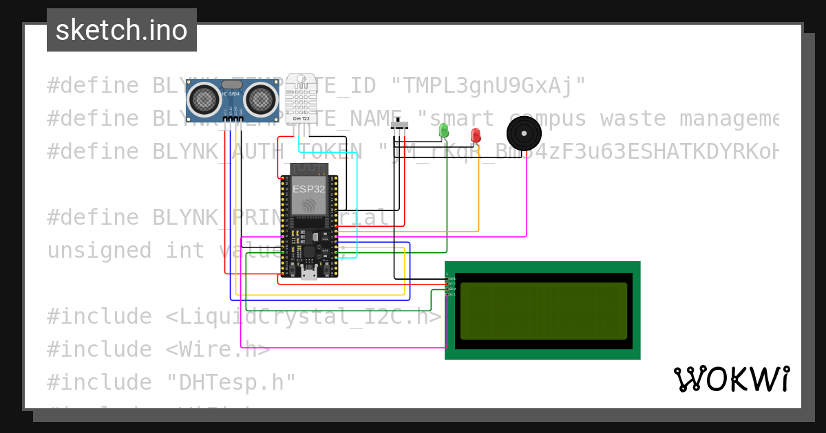 smart dustbin - Wokwi ESP32, STM32, Arduino Simulator