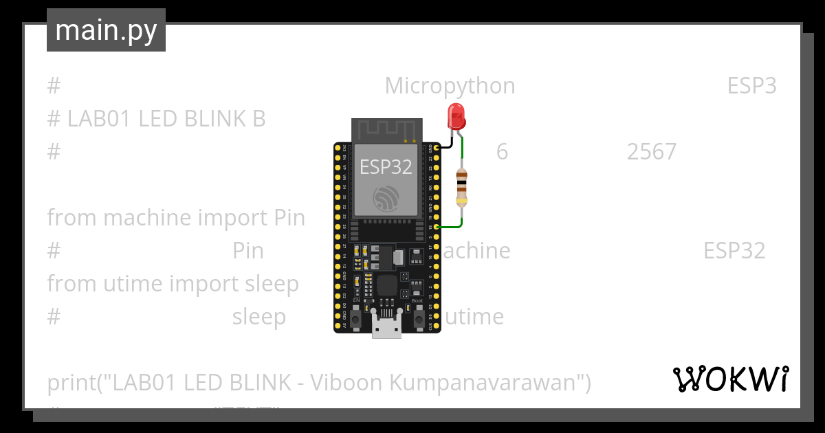 LAB01 LED BLINK B - Wokwi ESP32, STM32, Arduino Simulator