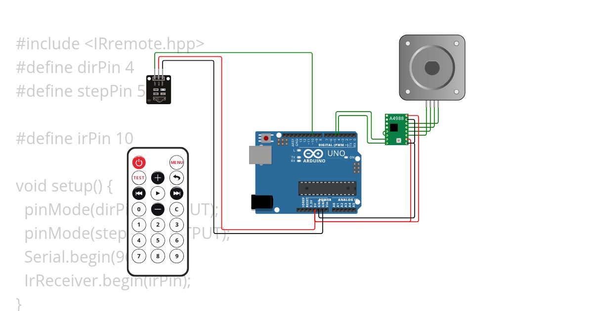 Stepper Control With IR simulation