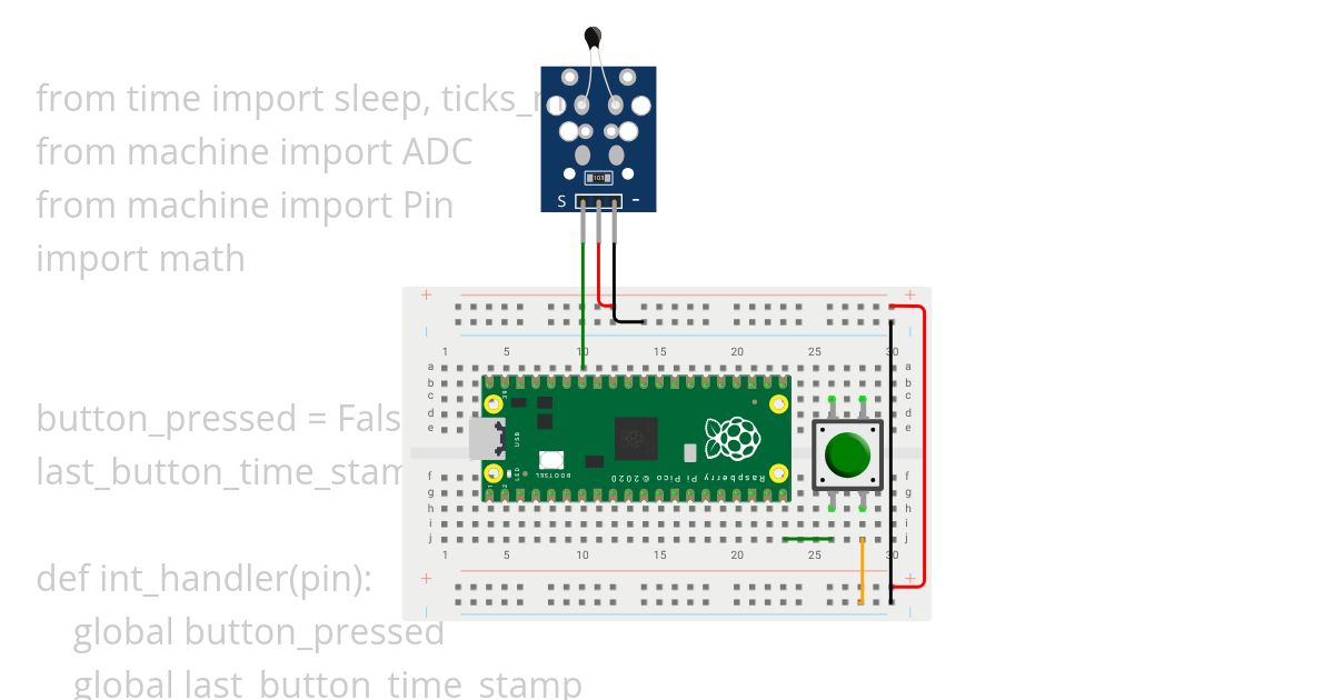temp sensor with btn intrrupt simulation