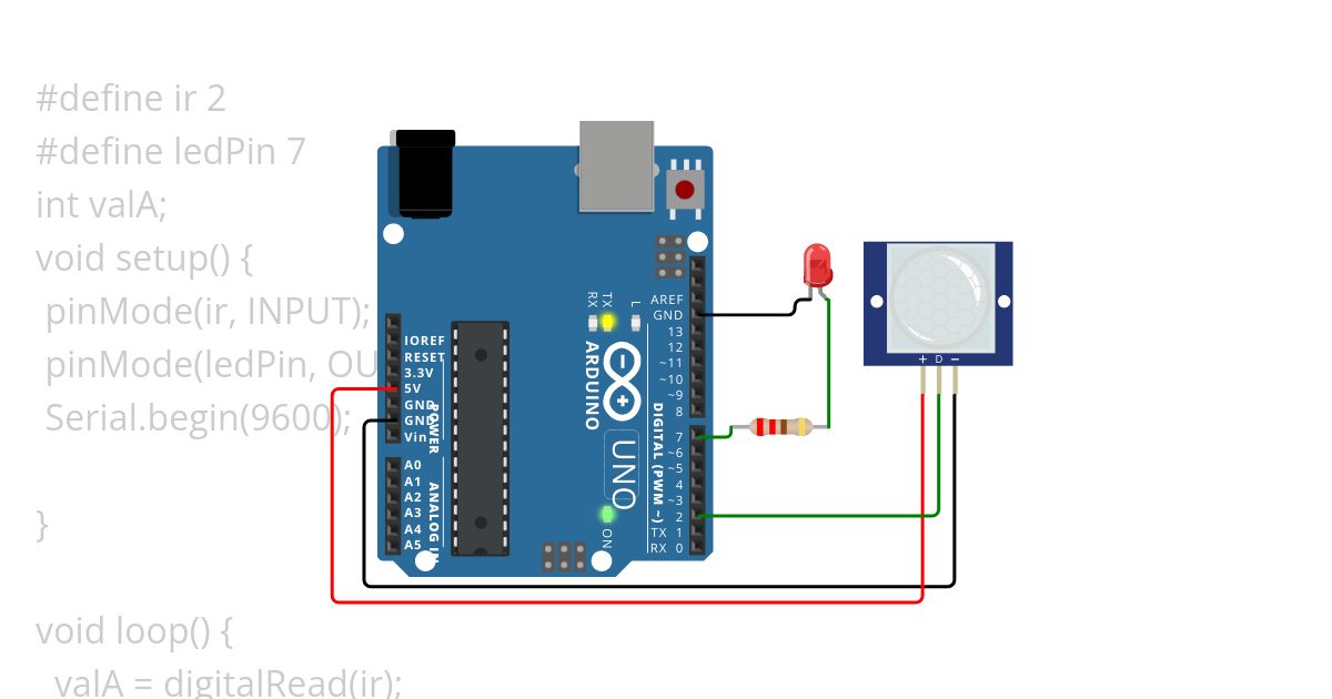 IR Sensor and LED with arduino simulation