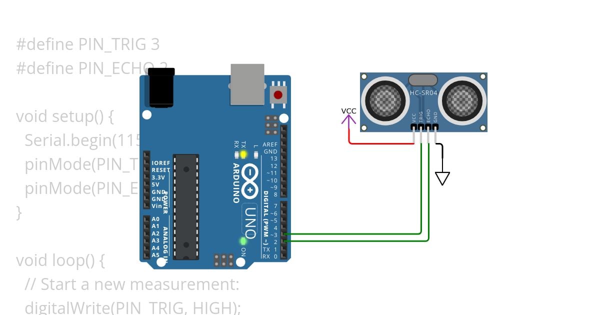 Ultrasonic sensor HC-SR04 with Arduino simulation