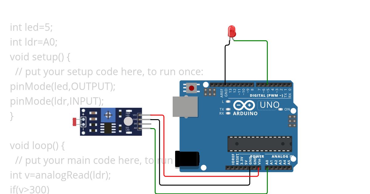 program for LDR sensor simulation