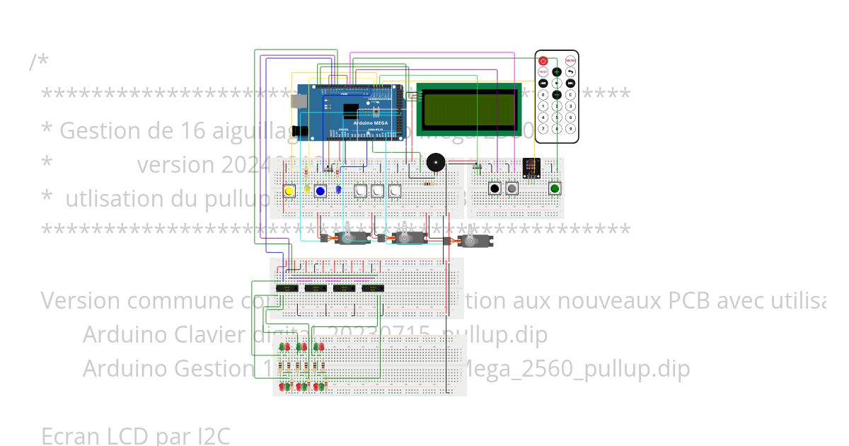 Commande 16 aiguillages pas servos simulation