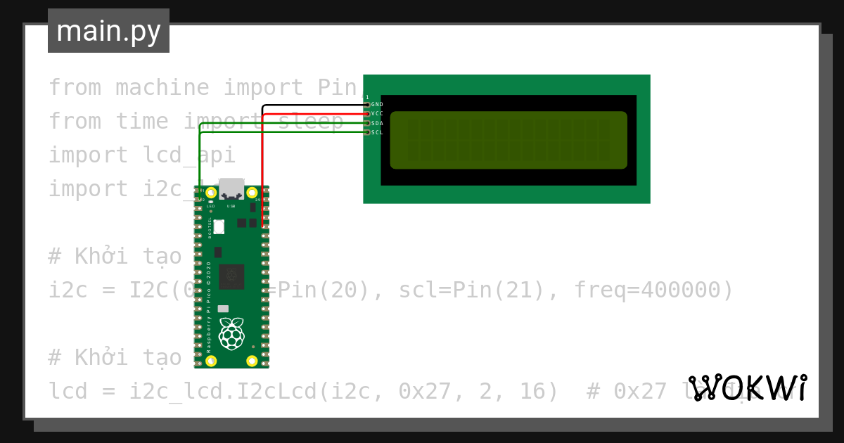 I2c lcd 1602 wokwi esp32 stm32 arduino simulator