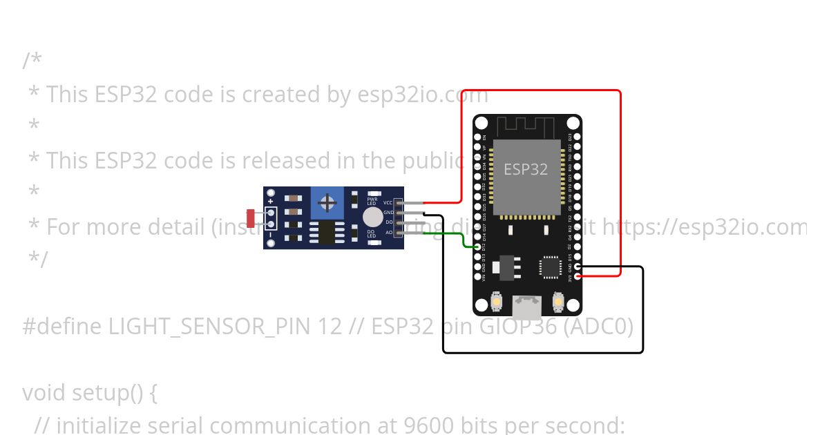 LDR SENSOR WITH ESP32  simulation