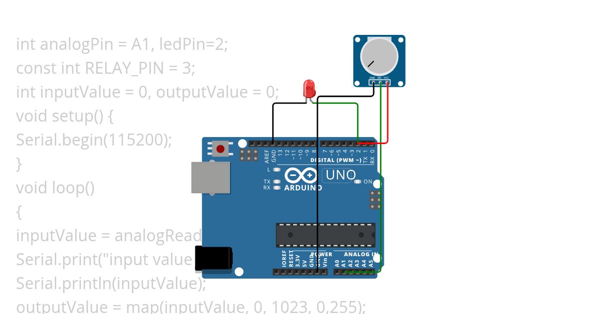 Potentiometer LED simulation