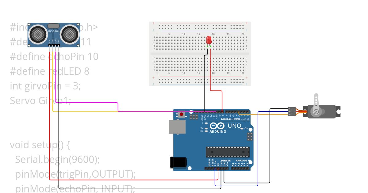 Servo with Ultrasonic LED simulation