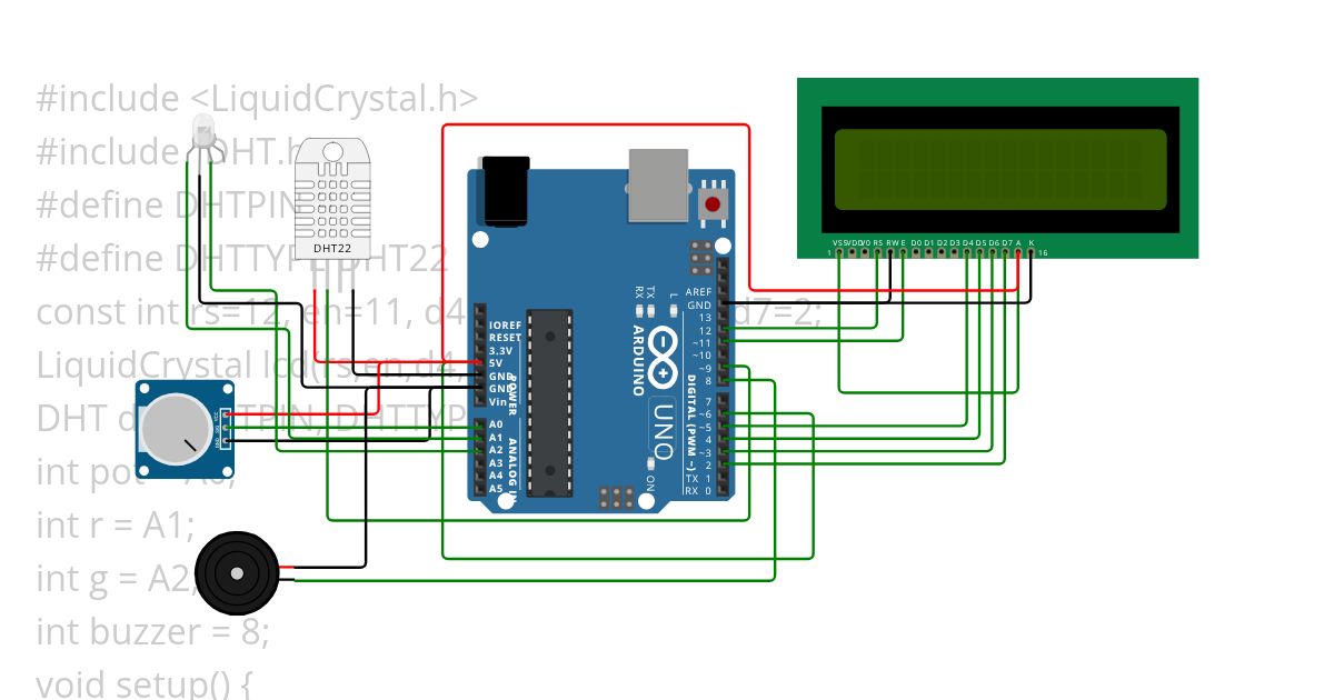DHT+POTENTIOMETER simulation